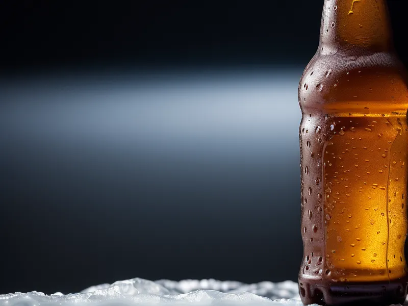 Close-up of a cold beer bottle next to a laptop in a Bangkok apartment.
