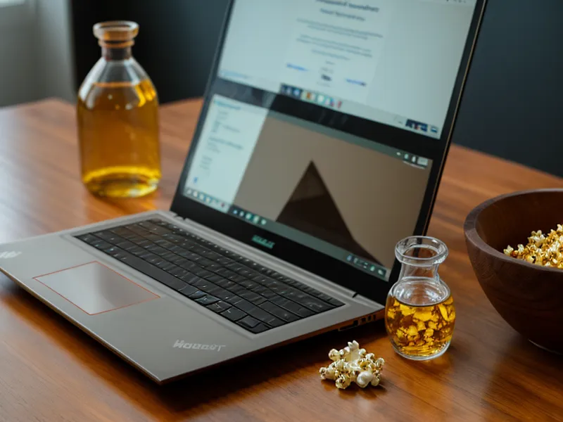 Laptop screen with a regional restriction error message next to snacks.