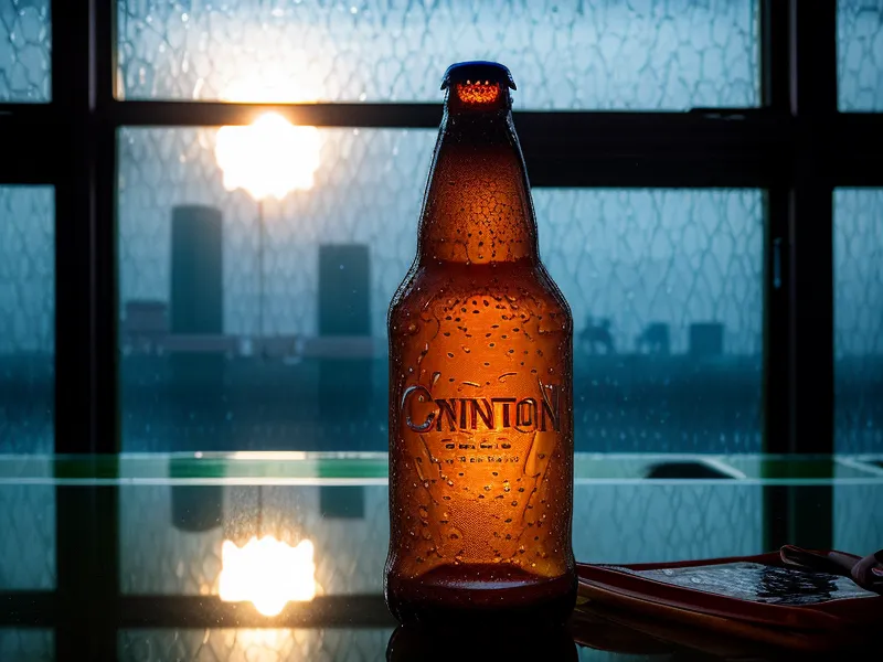 A cold bottle of Singha beer next to a glowing laptop in Bangkok