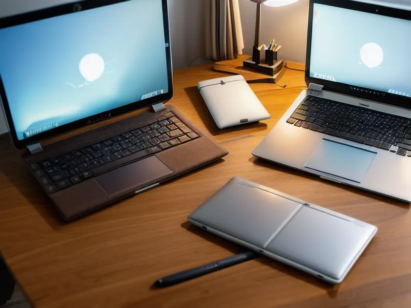 Designer's workspace with a laptop and digital drawing tablet