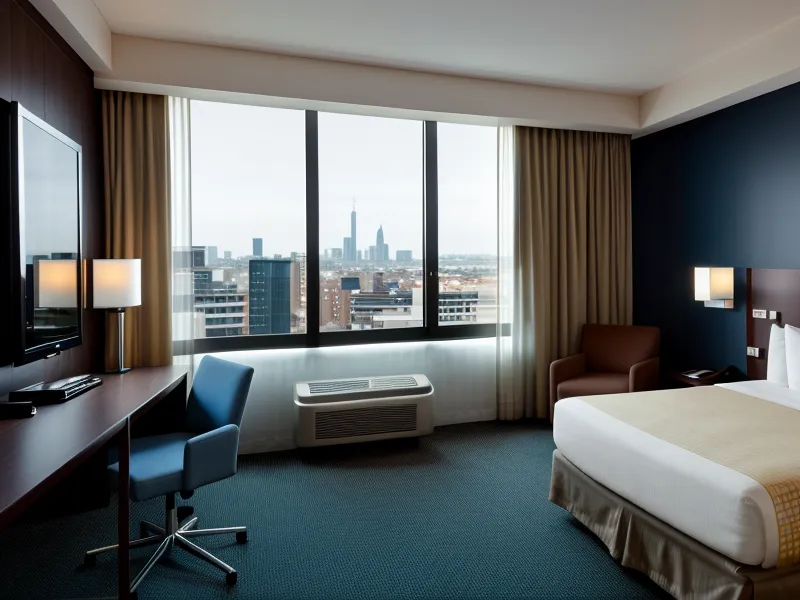 Multiple streaming devices spread out on a hotel bed while traveling.